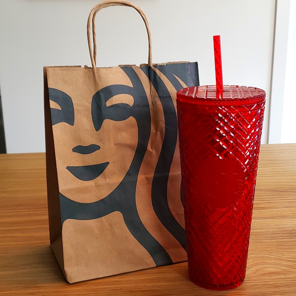 ❤Starbucks red jewel studded cold cup tumbler